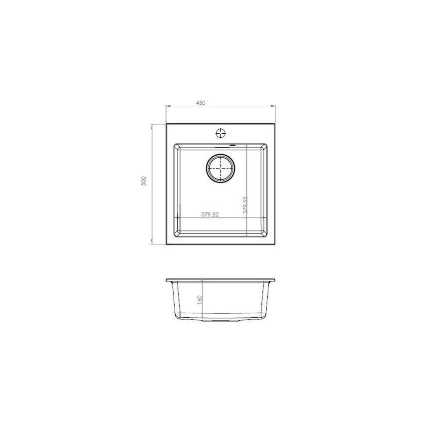 ALVEUS 1133432 - Keittiön pesuallas CORTINA 50x45 cm graniitti/musta