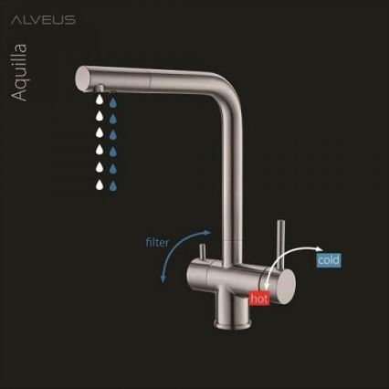 ALVEUS 1139808 - Pesualtaan hana AGUILA 33,3 cm graniitti/musta
