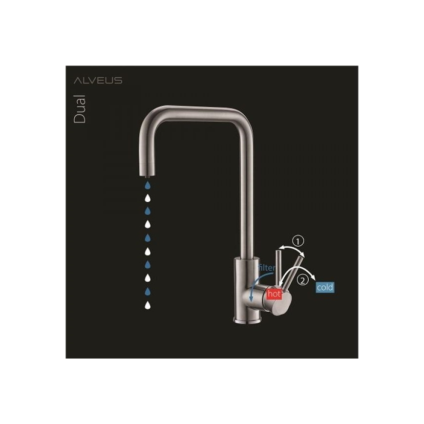 ALVEUS 1139812 - Pesualtaan hana DUAL 37 cm graniitti/musta