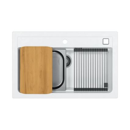 ALVEUS 1140443 - Keittiön pesuallas ATROX 79x50 cm graniitti/valkoinen