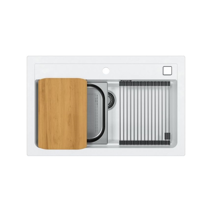 ALVEUS 1140443 - Keittiön pesuallas ATROX 79x50 cm graniitti/valkoinen