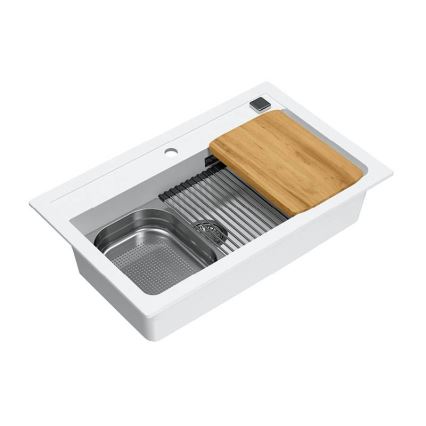 ALVEUS 1140443 - Keittiön pesuallas ATROX 79x50 cm graniitti/valkoinen