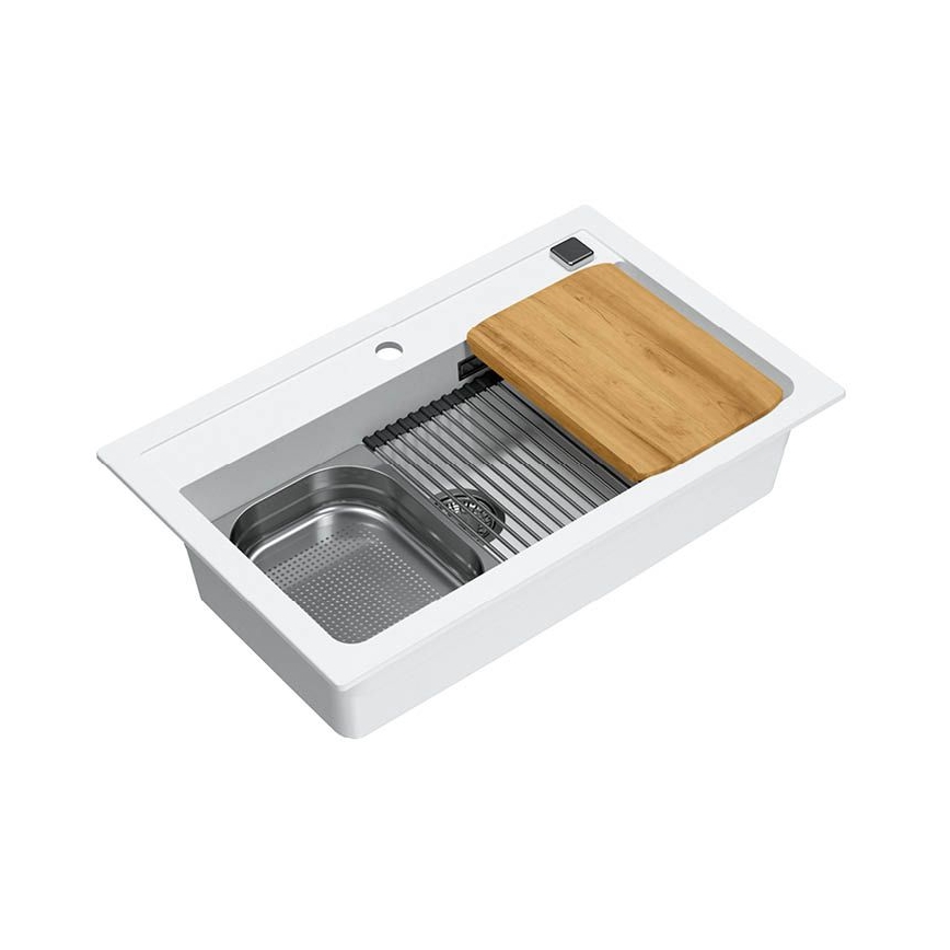 ALVEUS 1140443 - Keittiön pesuallas ATROX 79x50 cm graniitti/valkoinen