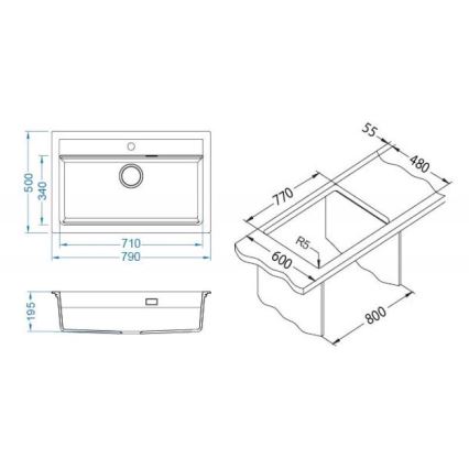 ALVEUS 1140445 - Keittiön pesuallas ATROX 79x50 cm graniitti/beige