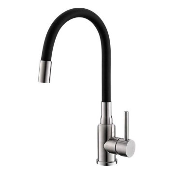 ALVEUS 1144432 - Pesualtaan hana joustavalla kädellä MINTAS 34 cm harjattu teräs/musta