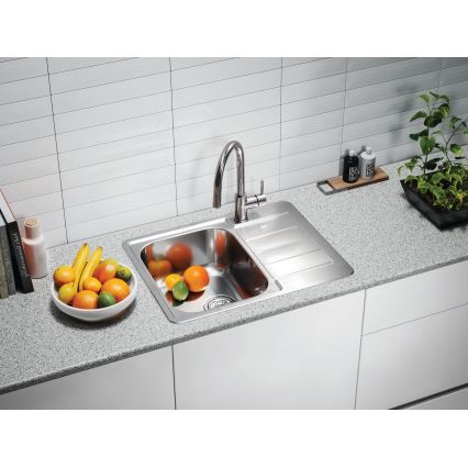 ALVEUS 1144603 - Keittiön pesuallas LINE 61,5x50 cm matta teräs/satin, ilman eksentriä
