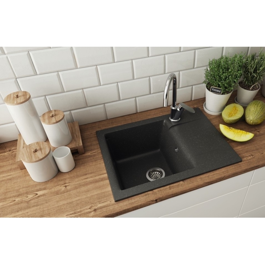 ALVEUS 1149116 - Keittiön pesuallas GEM 59x50 cm graniitti/musta