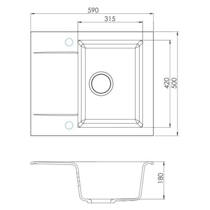 ALVEUS 1149116 - Keittiön pesuallas GEM 59x50 cm graniitti/musta