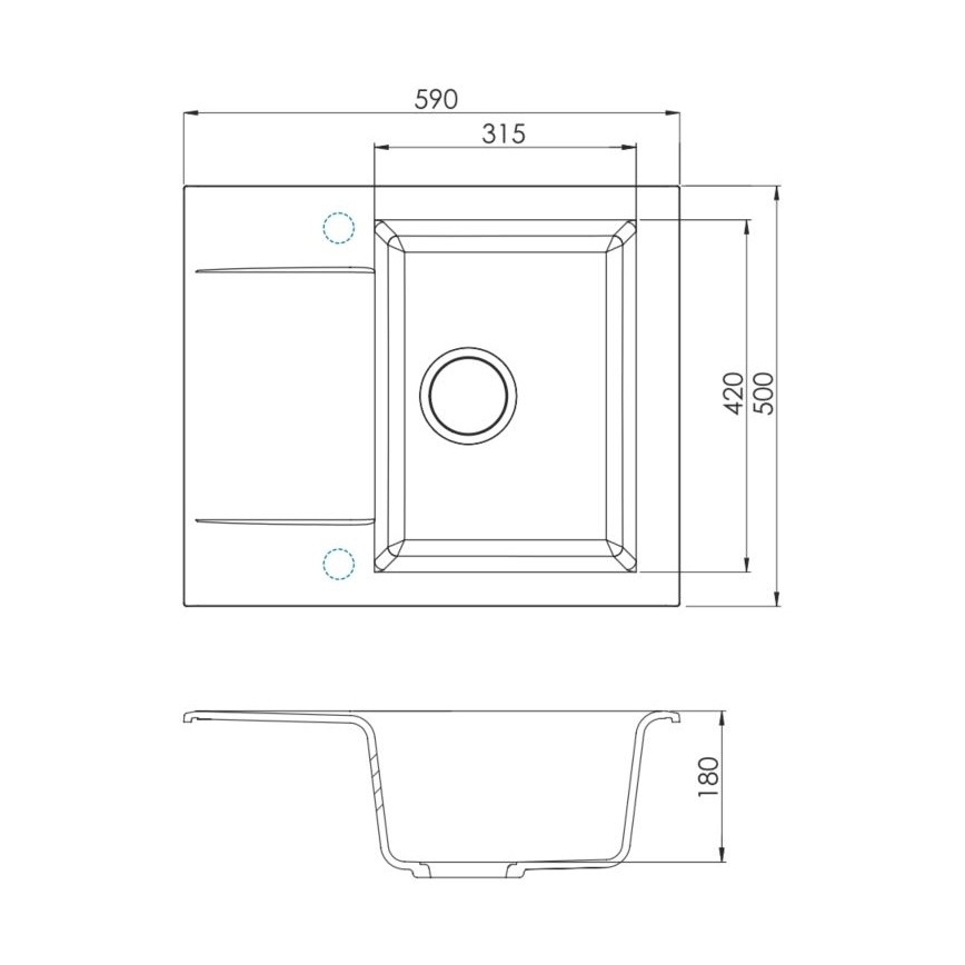 ALVEUS 1149116 - Keittiön pesuallas GEM 59x50 cm graniitti/musta