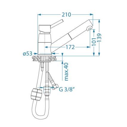ALVEUS 1150888 - Tiskihana ulosvedettävällä ruiskulla NANO 13,9 cm kiiltävä kromi