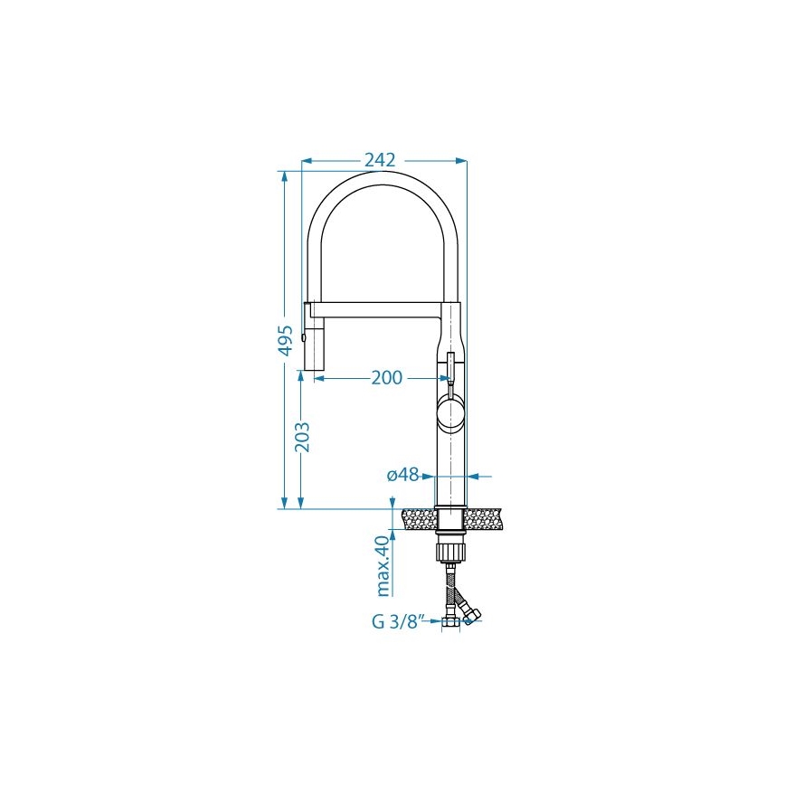 ALVEUS 1150892 - Pesualtaan hana joustavalla kädellä ruiskulla MIRAGE 49,5 cm satiini