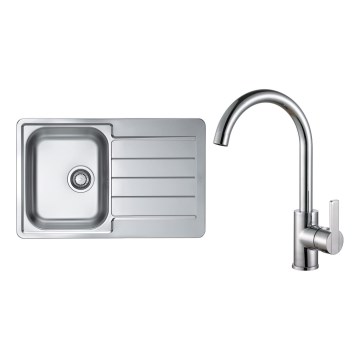 ALVEUS SET0026 - Keittiöallas LINE 79x50 cm + keittiöhana TONIA 29,5 cm satiinikromi/kiiltävä kromi