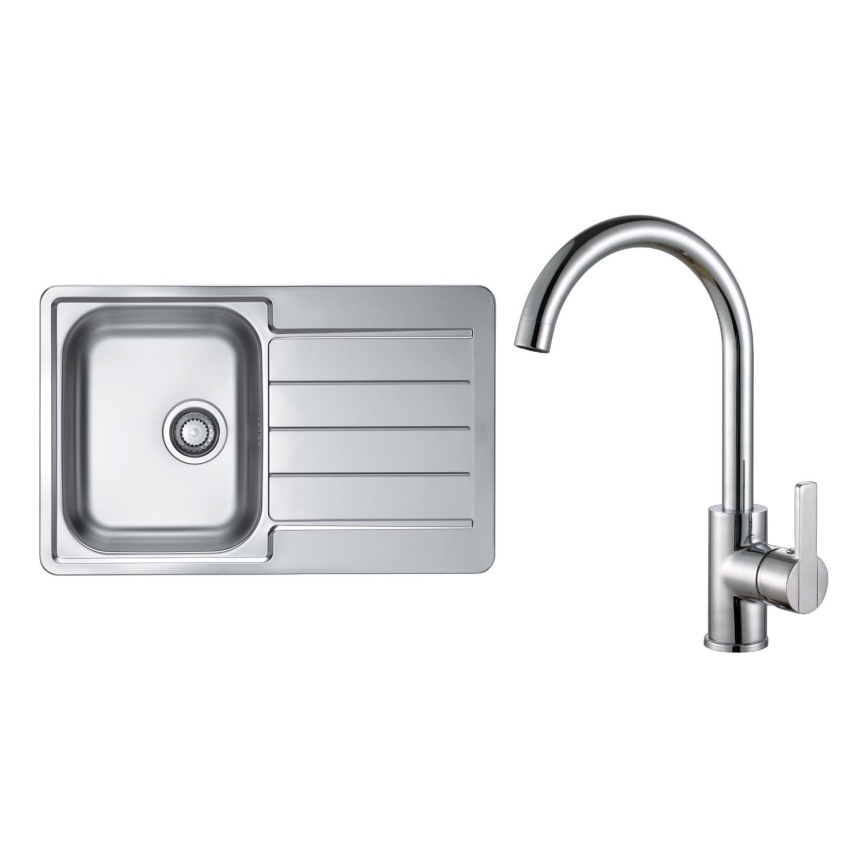 ALVEUS SET0026 - Keittiöallas LINE 79x50 cm + keittiöhana TONIA 29,5 cm satiinikromi/kiiltävä kromi