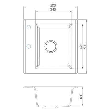 ALVEUS SETA23193 - Keittiöallas ATROX 50x50 cm + keittiöhana joustavalla juoksuputkella MINTAS 34 cm, graniitti/mattamusta