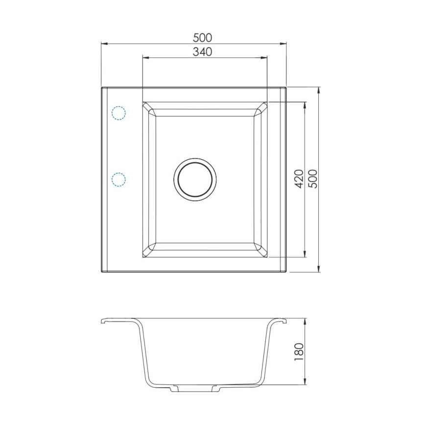 ALVEUS SETA23193 - Keittiöallas ATROX 50x50 cm + keittiöhana joustavalla juoksuputkella MINTAS 34 cm, graniitti/mattamusta