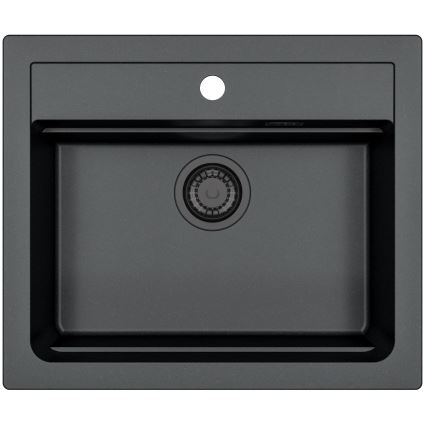 ALVEUS SETA23228 - Keittiöallas ATROX 59x50 cm + keittiöhana MINTAS 34 cm, joustavalla juoksuputkella, graniitti/mattamusta