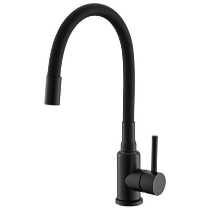ALVEUS SETA23228 - Keittiöallas ATROX 59x50 cm + keittiöhana MINTAS 34 cm, joustavalla juoksuputkella, graniitti/mattamusta