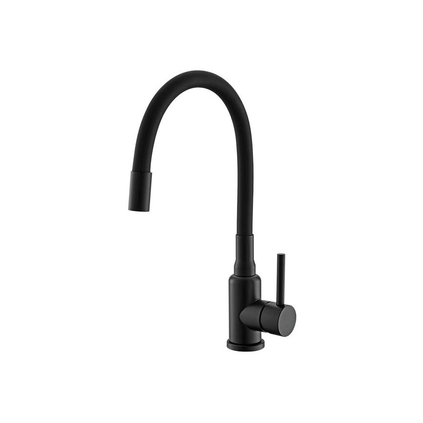 ALVEUS SETA23228 - Keittiöallas ATROX 59x50 cm + keittiöhana MINTAS 34 cm, joustavalla juoksuputkella, graniitti/mattamusta