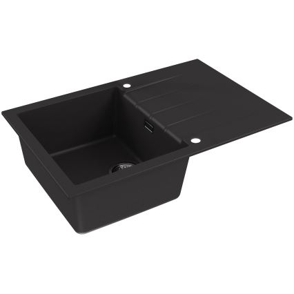 ALVEUS SETA23231 - Keittiöallas CADIT 79 x 50 cm + keittiöhana MINTAS 34 cm joustavalla juoksuputkella, graniitti/mattamusta