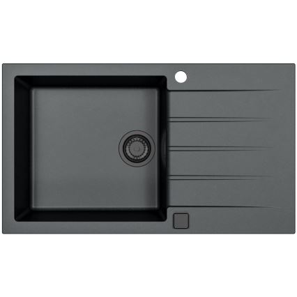 ALVEUS SETA23232 - Keittiöallas CADIT 86x50 cm + keittiöhana joustavalla juoksuputkella MINTAS 34 cm graniitti/mattamusta