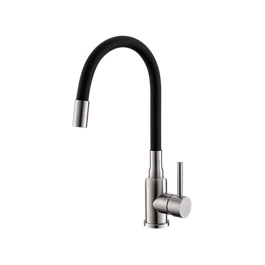 ALVEUS SETA24019 - Keittiöallas CLASSIC 80x60 cm + keittiöhana joustavalla juoksuputkella MINTAS 34 cm harjattu teräs/musta