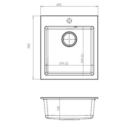 ALVEUS SETA737 - keittiöallas CORTINA 50x45 cm + keittiöhana TONIA 29,5 cm joustavalla juoksuputkella, graniitti/mattamusta