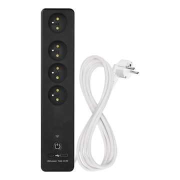 Älykäs jatko kaapeli kytkimellä GoSmart 4Z + 1xUSB-A + 1xUSB-C 2 m Wi-Fi Tuya