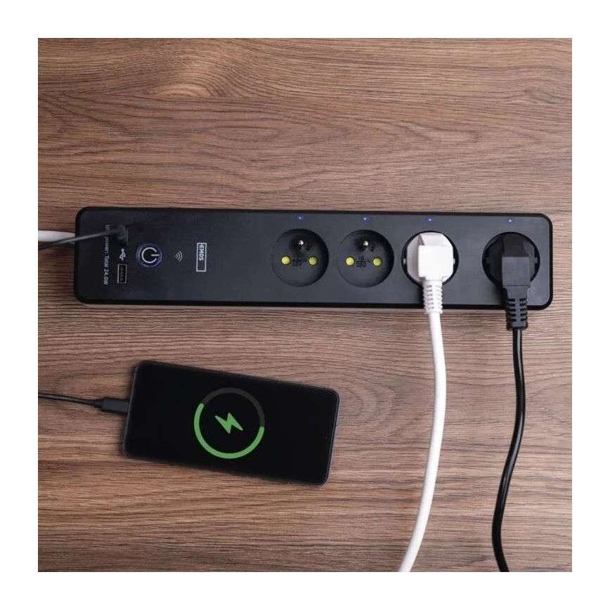 Älykäs jatko kaapeli kytkimellä GoSmart 4Z + 1xUSB-A + 1xUSB-C 2 m Wi-Fi Tuya
