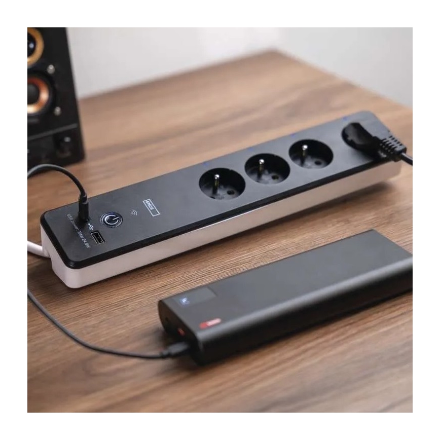 Älykäs jatko kaapeli kytkimellä GoSmart 4Z + 1xUSB-A + 1xUSB-C 2 m Wi-Fi Tuya