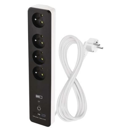 Älykäs jatko kaapeli kytkimellä GoSmart 4Z + 1xUSB-A + 1xUSB-C 2 m Wi-Fi Tuya