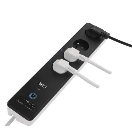 Älykäs jatko kaapeli kytkimellä GoSmart 4Z + 1xUSB-A + 1xUSB-C 2 m Wi-Fi Tuya