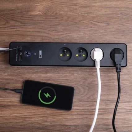 Älykäs jatkojohto kytkimellä GoSmart 4Z + 1xUSB-A + 1xUSB-C 2 m Wi-Fi Tuya
