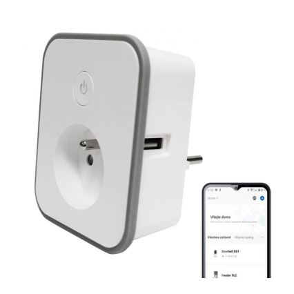 Älykäs pistoke kulutusmittarilla 3680W/230V + 2xUSB/12W/5V Wi-Fi
