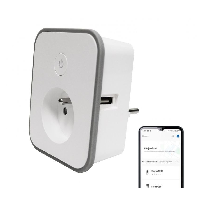 Älykäs pistoke kulutusmittarilla 3680W/230V + 2xUSB/12W/5V Wi-Fi