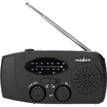 AM/FM-kampiradio aurinkopaneelilla ja LED-taskulampulla 2000 mAh
