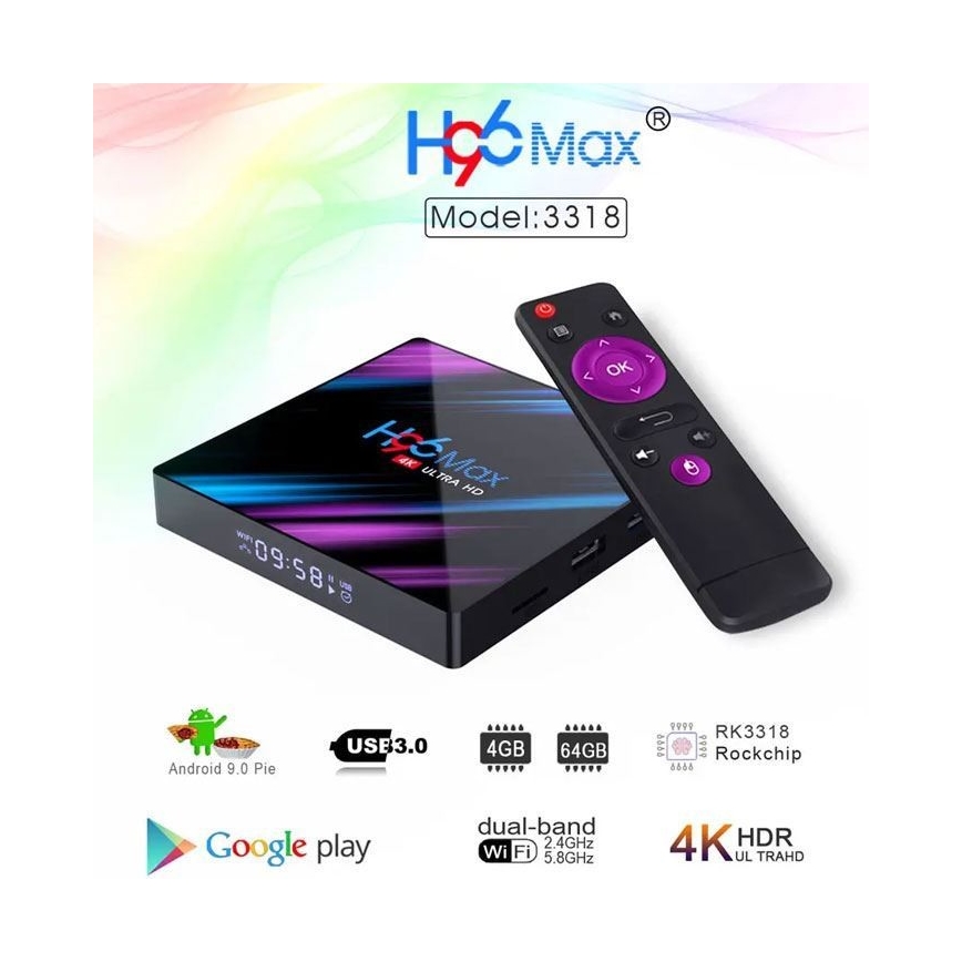 Android TV box SMART 4GB RAM 4K Wi-Fi + kaukosäädin