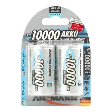 Ansmann 06549 Mono D - 2kpl ladattavia paristoja D NiMH / 1,2V / 1000mAh