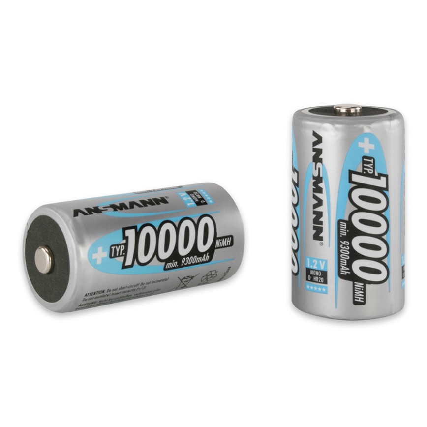 Ansmann 06549 Mono D - 2kpl ladattavia paristoja D NiMH / 1,2V / 1000mAh