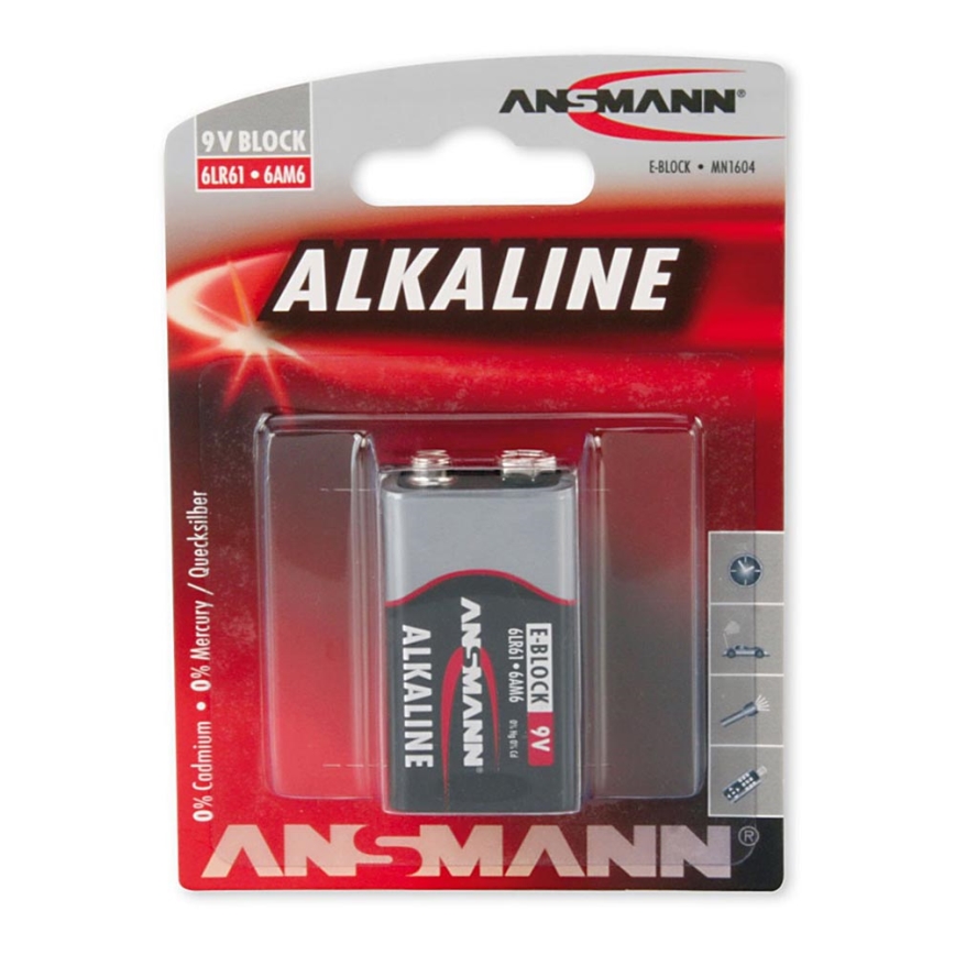 Ansmann 09887 6LR61 9V Block RED - alkaliparisto 9V