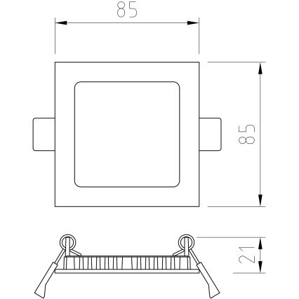 APLED - LED Kylpyhuoneen upotettava valo SQUARE LED/3W/230V IP41 85x85 mm