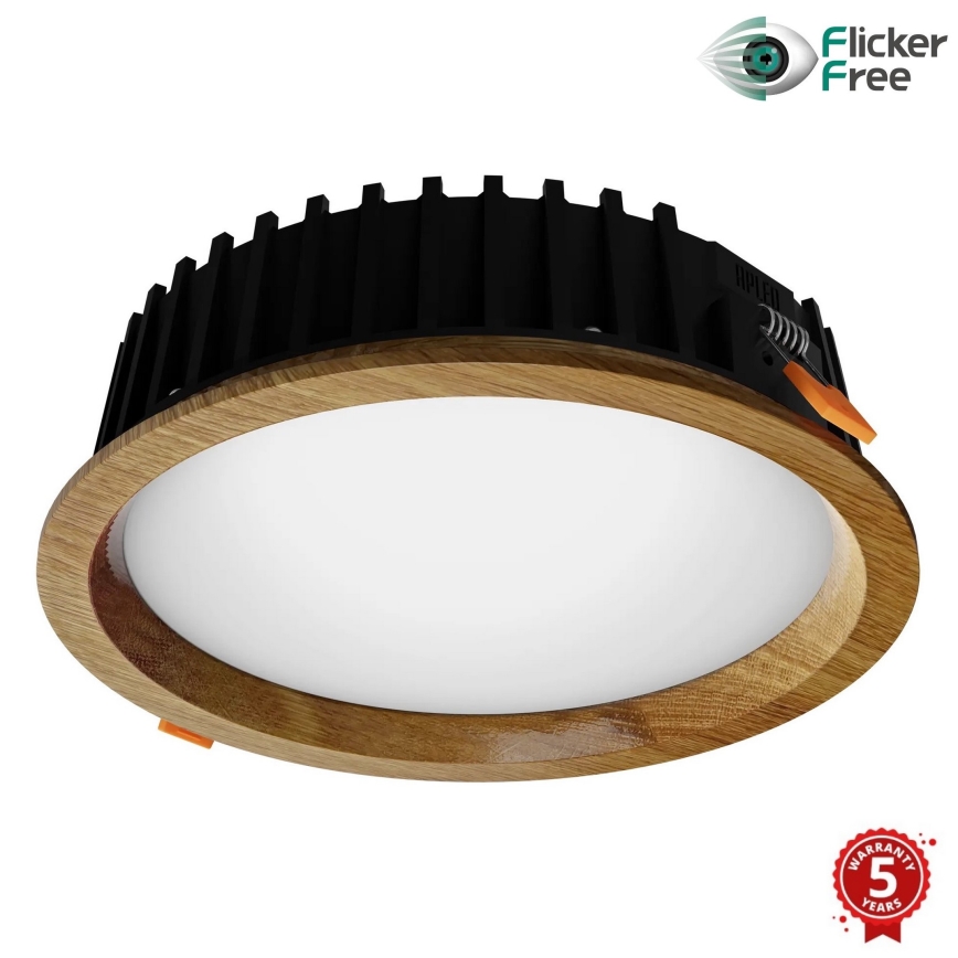 APLED - LED upotettava valo RONDO WOODLINE LED/12W/230V 3000K halkaisija 20 cm tammi massiivipuu