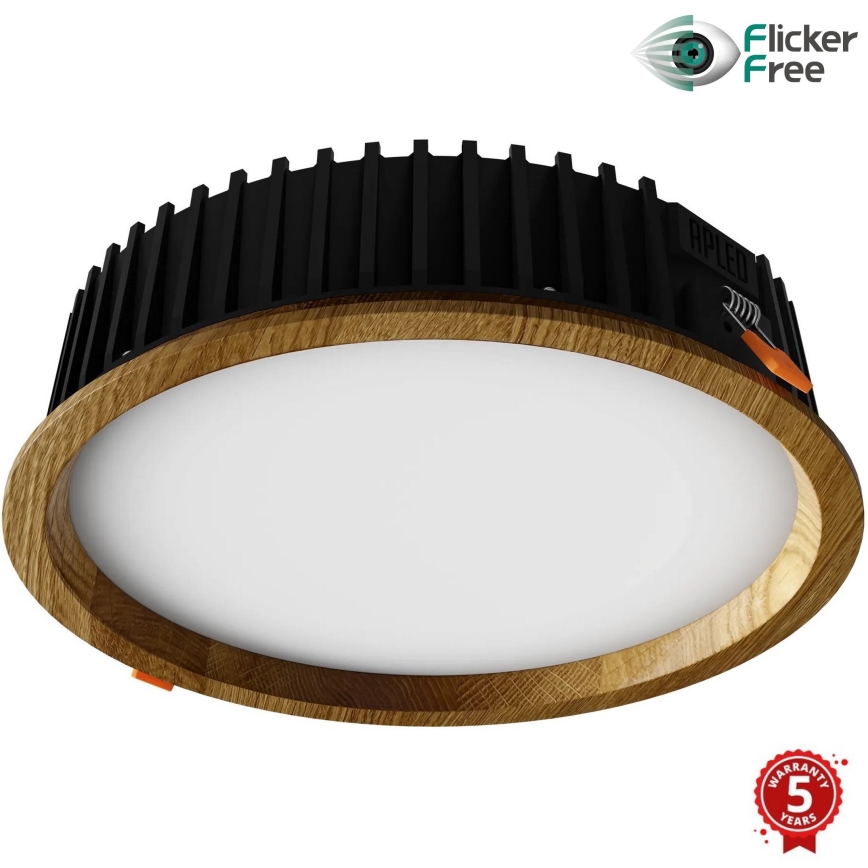 APLED - LED upotettava valo RONDO WOODLINE LED/18W/230V 3000K halkaisija 26 cm tammi massiivipuu