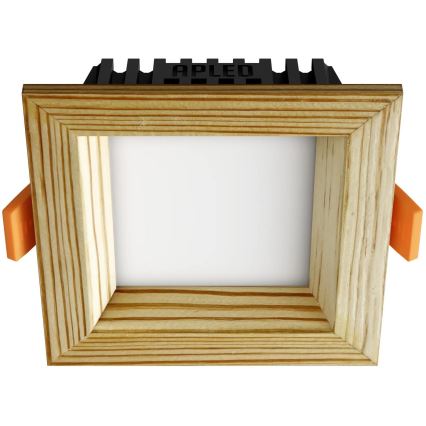 APLED - LED upotettava valo SQUARE WOODLINE LED/3W/230V 3000K 9x9 cm mänty massiivipuu