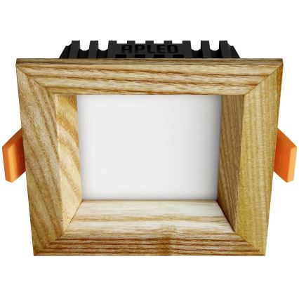 APLED - LED upotettava valo SQUARE WOODLINE LED/3W/230V 3000K 9x9 cm tuhka massiivipuu
