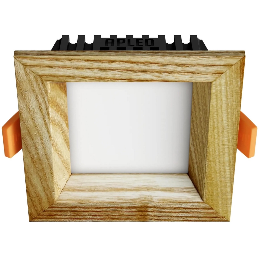 APLED - LED upotettava valo SQUARE WOODLINE LED/3W/230V 3000K 9x9 cm tuhka massiivipuu