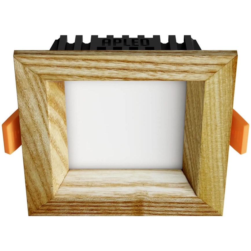 APLED - LED upotettava valo SQUARE WOODLINE LED/3W/230V 4000K 9x9 cm tuhka massiivipuu