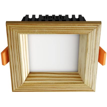 APLED - LED upotettava valo SQUARE WOODLINE LED/6W/230V 3000K 12x12 cm mänty massiivipuu