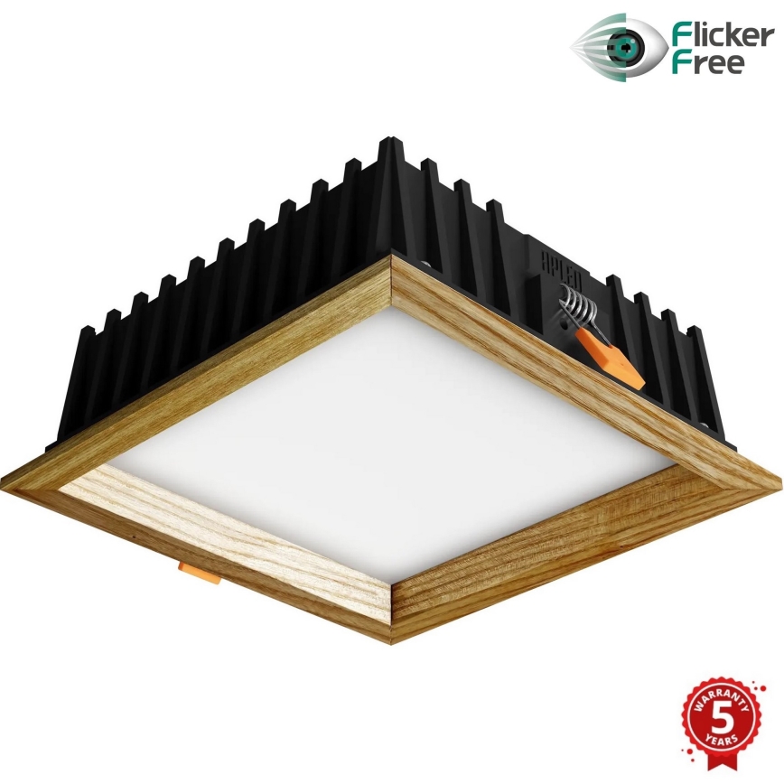 APLED - LED upotettava valo SQUARE WOODLINE LED/12W/230V 3000K 17x17 cm tuhka massiivipuu