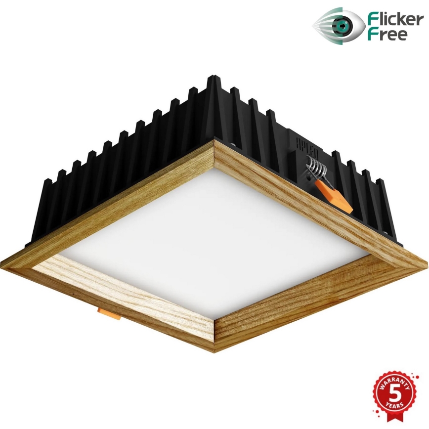 APLED - LED upotettava valo SQUARE WOODLINE LED/12W/230V 4000K 17x17 cm tuhka massiivipuu