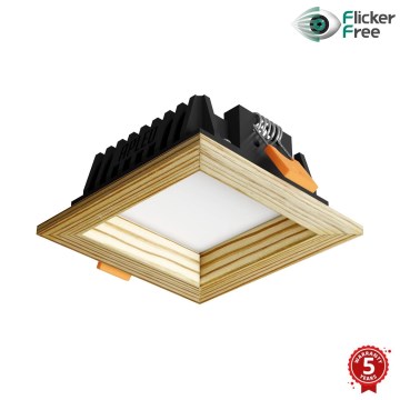 APLED - LED upotettava valo SQUARE WOODLINE LED/3W/230V 3000K 9x9 cm mänty massiivipuu